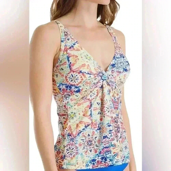 sunsets Other - NWT Sunsets CA 'Mambo' Multi Color Ruched Sides Bikini and Tankini 32E Swim Top